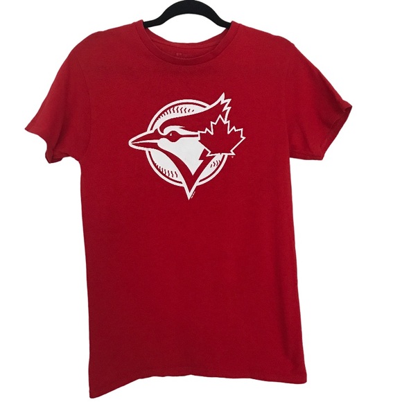 MLB Tops - Blue Jays Red Women’s Tee Shirt Size Small With White Graphic Logo